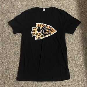 Kansas City Chiefs cheetah Bella Canvas Black T-Shirt